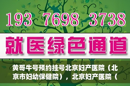 黄哥牛号预约挂号北京妇产医院（北京市妇幼保健院），北京妇产医院（北京市妇幼保健院）黄哥牛号预约挂号服务启动