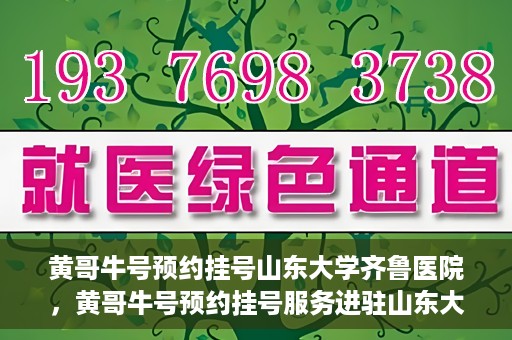 黄哥牛号预约挂号山东大学齐鲁医院，黄哥牛号预约挂号服务进驻山东大学齐鲁医院