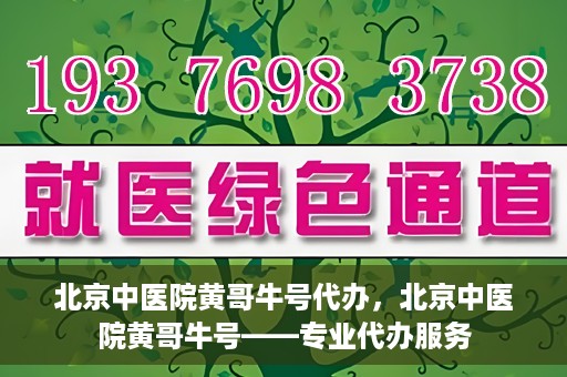 北京中医院黄哥牛号代办，北京中医院黄哥牛号——专业代办服务