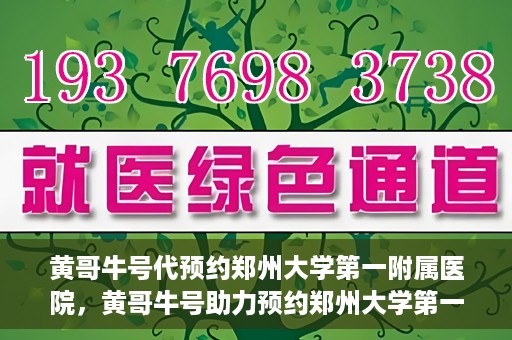 黄哥牛号代预约郑州大学第一附属医院，黄哥牛号助力预约郑州大学第一附属医院专业服务