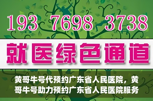 黄哥牛号代预约广东省人民医院，黄哥牛号助力预约广东省人民医院服务