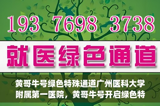 黄哥牛号绿色特殊通道广州医科大学附属第一医院，黄哥牛号开启绿色特殊通道，广州医科大学附属第一医院创新医疗体验