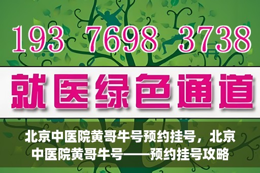 北京中医院黄哥牛号预约挂号，北京中医院黄哥牛号——预约挂号攻略
