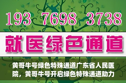 黄哥牛号绿色特殊通道广东省人民医院，黄哥牛号开启绿色特殊通道助力广东省人民医院服务升级