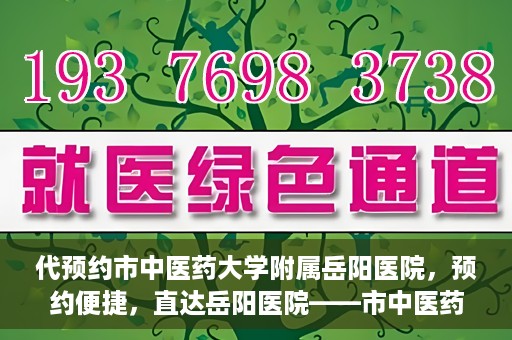 代预约市中医药大学附属岳阳医院，预约便捷，直达岳阳医院——市中医药大学附属岳阳医院预约指南