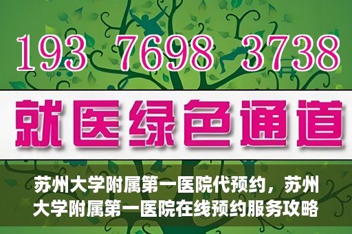 苏州大学附属第一医院代预约，苏州大学附属第一医院在线预约服务攻略