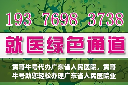 黄哥牛号代办广东省人民医院，黄哥牛号助您轻松办理广东省人民医院业务手续