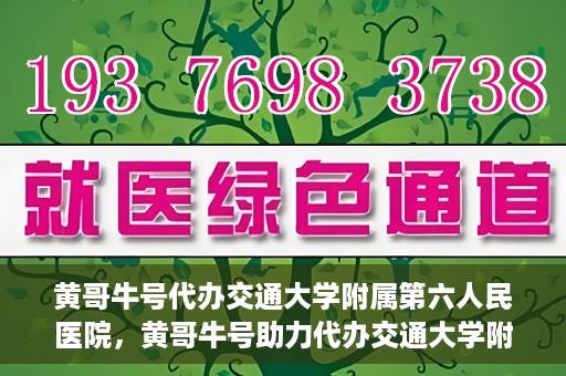 黄哥牛号代办交通大学附属第六人民医院，黄哥牛号助力代办交通大学附属第六人民医院业务手续