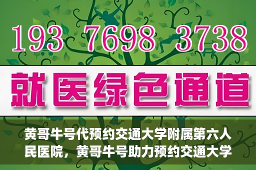 黄哥牛号代预约交通大学附属第六人民医院，黄哥牛号助力预约交通大学附属第六人民医院服务