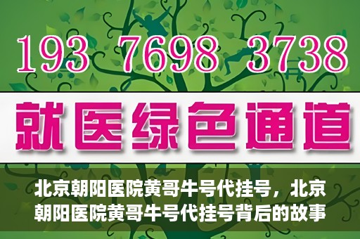 北京朝阳医院黄哥牛号代挂号，北京朝阳医院黄哥牛号代挂号背后的故事揭秘