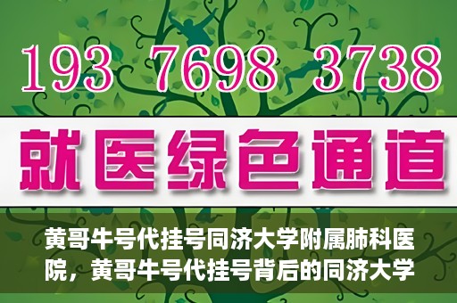 黄哥牛号代挂号同济大学附属肺科医院，黄哥牛号代挂号背后的同济大学附属肺科医院就医故事