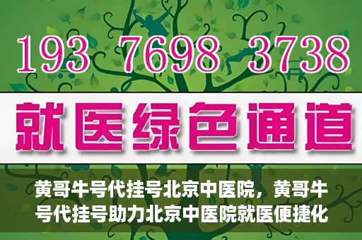 黄哥牛号代挂号北京中医院，黄哥牛号代挂号助力北京中医院就医便捷化
