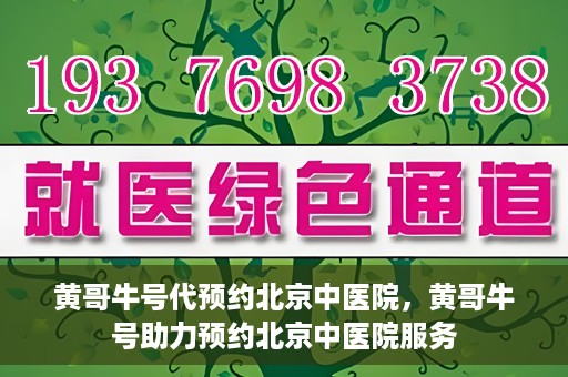 黄哥牛号代预约北京中医院，黄哥牛号助力预约北京中医院服务