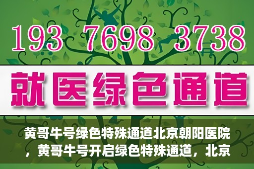 黄哥牛号绿色特殊通道北京朝阳医院，黄哥牛号开启绿色特殊通道，北京朝阳医院助力健康之路