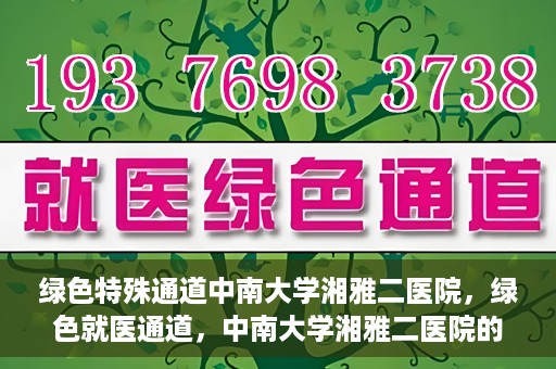 绿色特殊通道中南大学湘雅二医院，绿色就医通道，中南大学湘雅二医院的独特实践