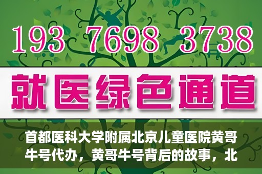 首都医科大学附属北京儿童医院黄哥牛号代办，黄哥牛号背后的故事，北京儿童医院名医背后的故事与探索。