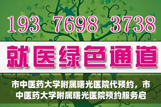 市中医药大学附属曙光医院代预约，市中医药大学附属曙光医院预约服务启动，便捷就医新体验