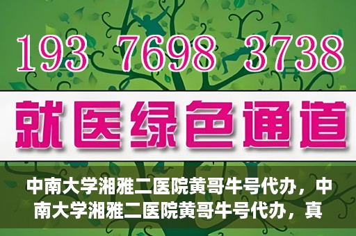 中南大学湘雅二医院黄哥牛号代办，中南大学湘雅二医院黄哥牛号代办，真相揭秘与深度解读