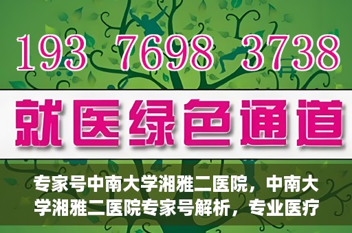 专家号中南大学湘雅二医院，中南大学湘雅二医院专家号解析，专业医疗的权威力量