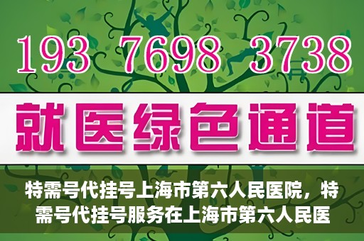 特需号代挂号上海市第六人民医院，特需号代挂号服务在上海市第六人民医院的使用体验与便利性解析