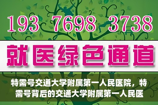 特需号交通大学附属第一人民医院，特需号背后的交通大学附属第一人民医院，医疗技术与服务的卓越融合