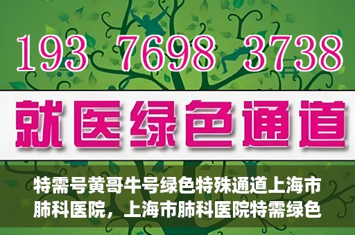 特需号黄哥牛号绿色特殊通道上海市肺科医院，上海市肺科医院特需绿色通道，黄哥牛号引领特殊关爱之旅
