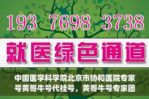 中国医学科学院北京市协和医院专家号黄哥牛号代挂号，黄哥牛号专家团队，中国医学科学院北京市协和医院专业挂号服务解析