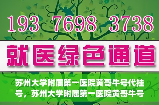 苏州大学附属第一医院黄哥牛号代挂号，苏州大学附属第一医院黄哥牛号代挂号服务解析