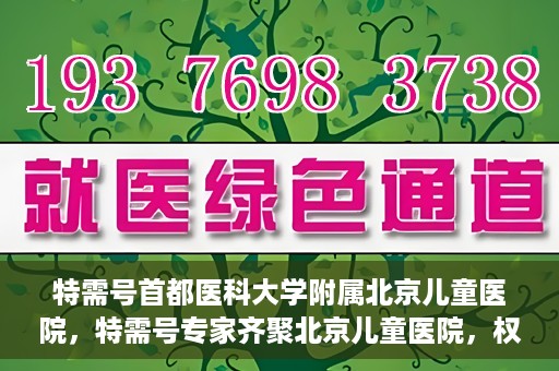 特需号首都医科大学附属北京儿童医院，特需号专家齐聚北京儿童医院，权威儿科诊疗服务引领健康未来