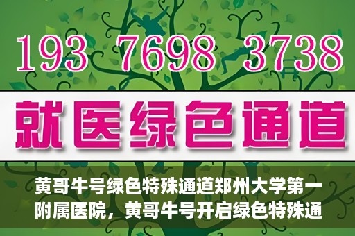 黄哥牛号绿色特殊通道郑州大学第一附属医院，黄哥牛号开启绿色特殊通道，助力郑州大学第一附属医院高效就医体验