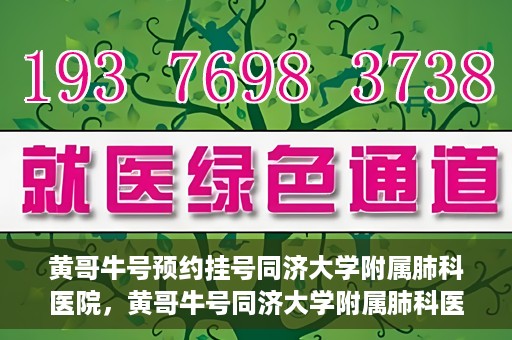 黄哥牛号预约挂号同济大学附属肺科医院，黄哥牛号同济大学附属肺科医院预约挂号攻略