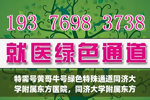 特需号黄哥牛号绿色特殊通道同济大学附属东方医院，同济大学附属东方医院开设特需绿色特殊通道，黄哥牛号引领就医新风尚