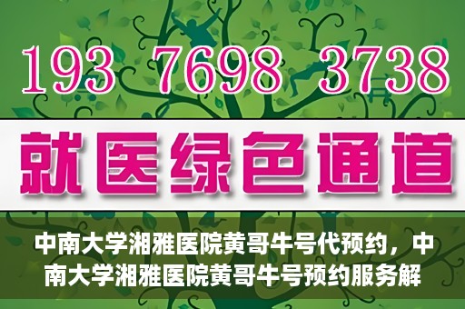 中南大学湘雅医院黄哥牛号代预约，中南大学湘雅医院黄哥牛号预约服务解析