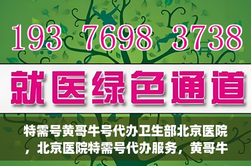 特需号黄哥牛号代办卫生部北京医院，北京医院特需号代办服务，黄哥牛号助力卫生部挂号无忧