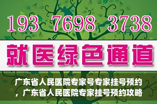 广东省人民医院专家号专家挂号预约，广东省人民医院专家挂号预约攻略，轻松预约专家号