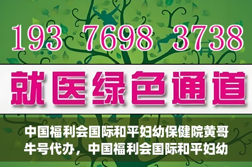 中国福利会国际和平妇幼保健院黄哥牛号代办，中国福利会国际和平妇幼保健院黄哥牛号业务代办全解析