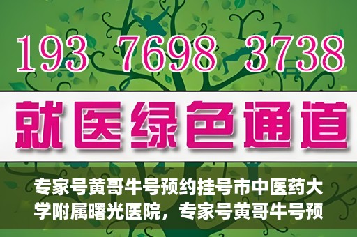 专家号黄哥牛号预约挂号市中医药大学附属曙光医院，专家号黄哥牛号预约挂号指南，市中医药大学附属曙光医院就医攻略