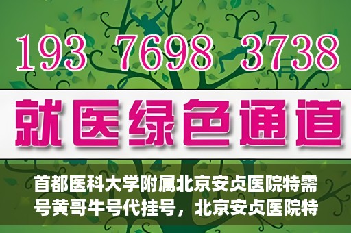 首都医科大学附属北京安贞医院特需号黄哥牛号代挂号，北京安贞医院特需号黄哥牛号代挂号背后的故事与真相