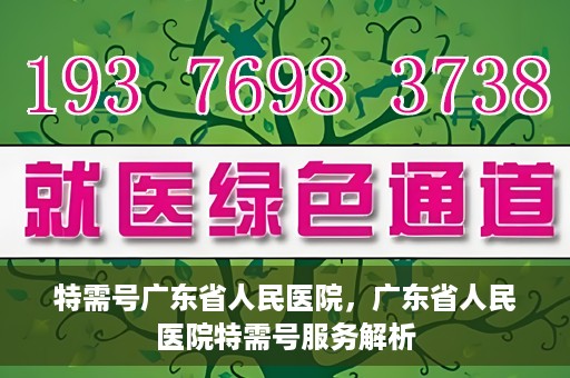 特需号广东省人民医院，广东省人民医院特需号服务解析
