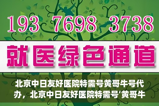 北京中日友好医院特需号黄哥牛号代办，北京中日友好医院特需号‘黄哥牛号’代办服务详解