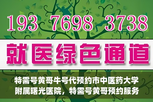 特需号黄哥牛号代预约市中医药大学附属曙光医院，特需号黄哥预约服务启动，助力市中医药大学附属曙光医院挂号就医体验升级