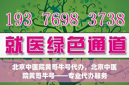 北京中医院黄哥牛号代办，北京中医院黄哥牛号——专业代办服务