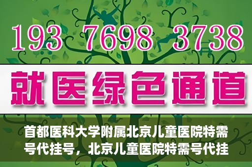 首都医科大学附属北京儿童医院特需号代挂号，北京儿童医院特需号代挂号服务详解