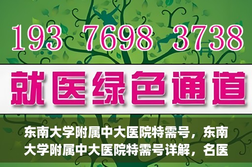 东南大学附属中大医院特需号，东南大学附属中大医院特需号详解，名医荟萃，专业诊疗新体验