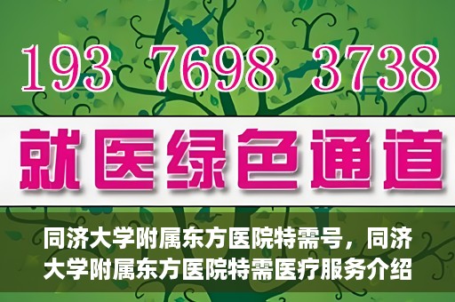 同济大学附属东方医院特需号，同济大学附属东方医院特需医疗服务介绍
