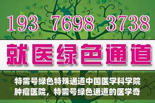 特需号绿色特殊通道中国医学科学院肿瘤医院，特需号绿色通道的医学奇迹，中国医学科学院肿瘤医院实践探索