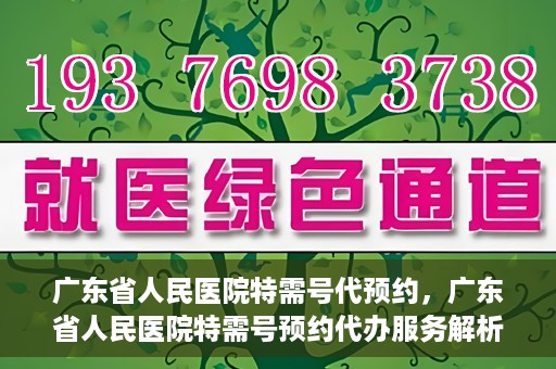 广东省人民医院特需号代预约，广东省人民医院特需号预约代办服务解析
