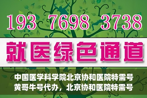 中国医学科学院北京协和医院特需号黄哥牛号代办，北京协和医院特需号黄哥牛号代办服务解析