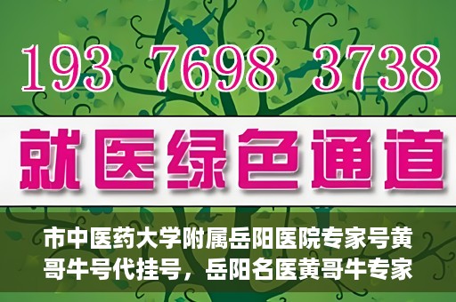 市中医药大学附属岳阳医院专家号黄哥牛号代挂号，岳阳名医黄哥牛专家号代挂号服务解析