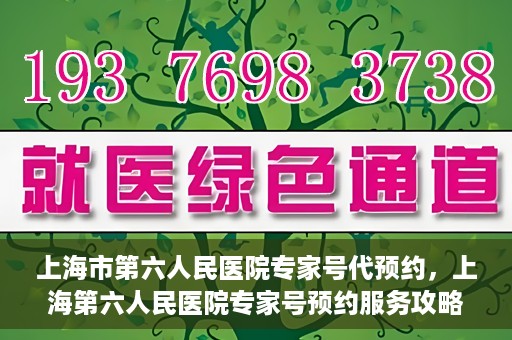上海市第六人民医院专家号代预约，上海第六人民医院专家号预约服务攻略，便捷代预约体验